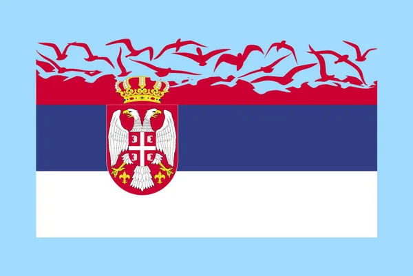 セルビアの旗は 自由の概念 独立した国のアイデア セルビアの旗は 空飛ぶ鳥のベクトル 主権メタファー フラットデザインに変換します — ストックベクタ