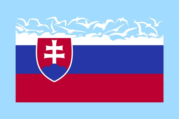 斯洛伐克国旗与自由概念 独立国家概念 斯洛伐克国旗转变为飞鸟矢量 主权隐喻 平面设计 — 图库矢量图片