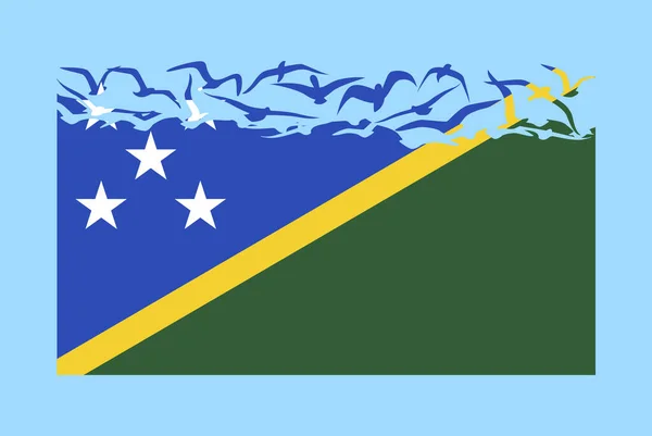ソロモン島の旗は 自由の概念 独立した国のアイデア ソロモン島の旗は 空飛ぶ鳥のベクトル 主権メタファー フラットデザインに変換します — ストックベクタ