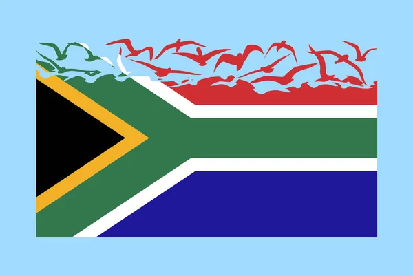 南アフリカの旗は 自由の概念 独立した国のアイデア 南アフリカの旗は 空飛ぶ鳥のベクトル 主権メタファー フラットデザインに変換します — ストックベクタ