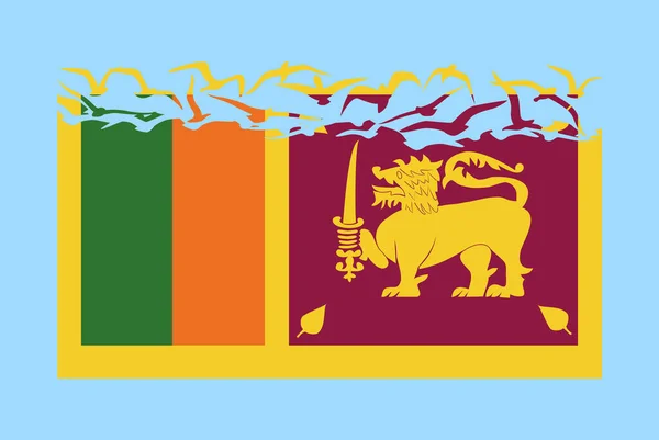 斯里兰卡国旗与自由概念 独立国家观念 斯里兰卡国旗转变为飞鸟矢量 主权隐喻 平面设计 — 图库矢量图片
