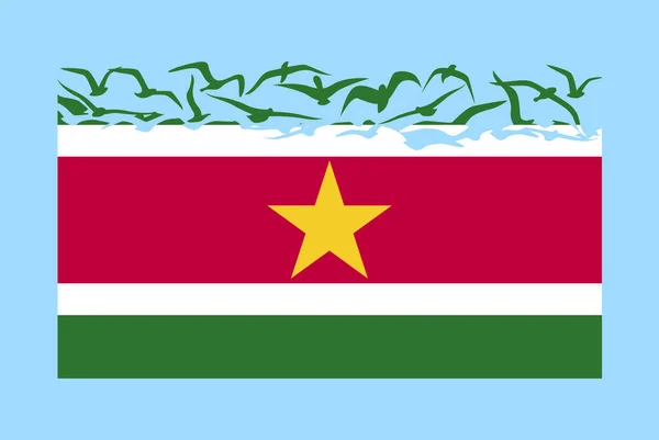 Bandera Surinam Con Concepto Libertad Idea País Independiente Bandera Surinam — Vector de stock