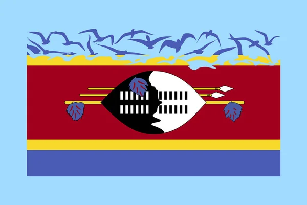 Bandiera Dello Swaziland Con Concetto Libertà Idea Indipendente Paese Bandiera — Vettoriale Stock