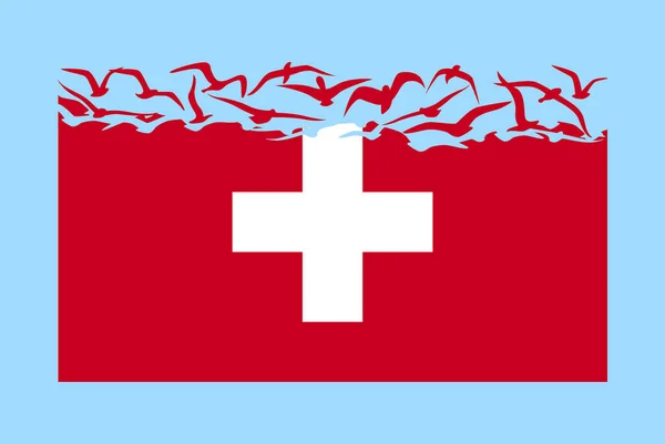 Svájc Zászló Szabadság Koncepció Független Ország Ötlet Svájc Zászló Átalakul — Stock Vector