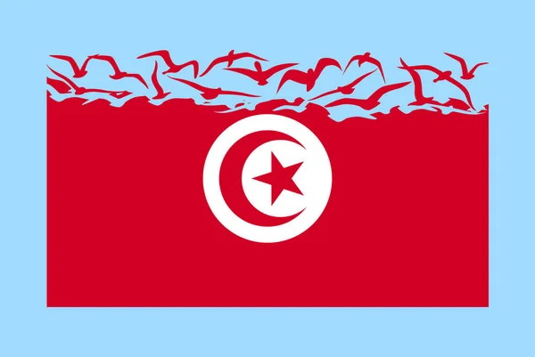 Tunesien Flagge Mit Freiheitskonzept Idee Eines Unabhängigen Landes Tunesien Flagge — Stockvektor