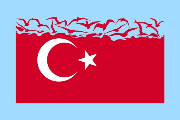 Türkische Flagge Mit Freiheitskonzept Idee Eines Unabhängigen Landes Türkische Flagge — Stockvektor