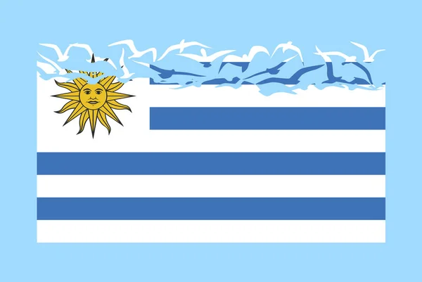 乌拉圭国旗与自由概念 独立国家观念 乌拉圭国旗转变为飞鸟矢量 主权隐喻 平面设计 — 图库矢量图片