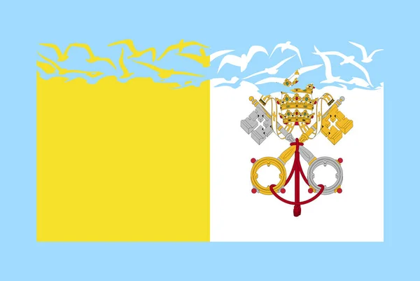 Vatikánská Vlajka Svobodným Konceptem Nezávislá Myšlenka Země Vatikánská Vlajka Transformující — Stockový vektor