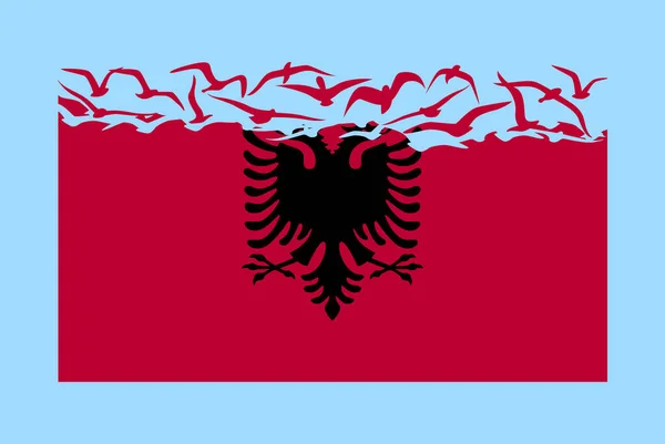 Albanienfahne Mit Freiheitskonzept Idee Eines Unabhängigen Landes Albanienfahne Die Sich — Stockvektor