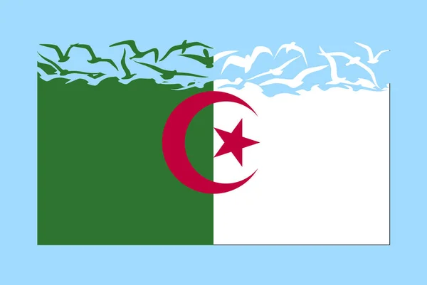 Флаг Алжира Концепцией Свободы Идея Независимой Страны Флаг Алжира Превращающийся — стоковый вектор