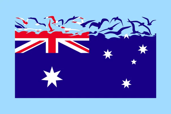 澳大利亚国旗与自由的概念 独立国家的概念 澳大利亚国旗转变为飞鸟的载体 主权隐喻 平面设计 — 图库矢量图片