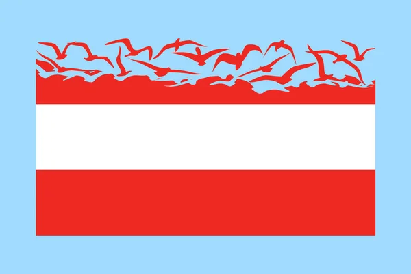自由の概念を持つオーストリアの旗 独立した国のアイデア オーストリアの旗は 空飛ぶ鳥のベクトルに変換 主権メタファー フラットデザイン — ストックベクタ