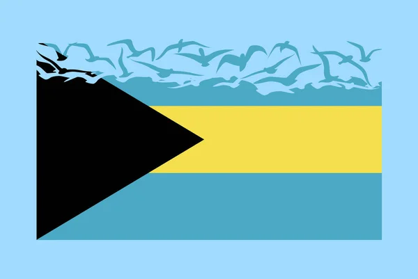 具有自由概念的巴哈马国旗 独立国家概念 巴哈马国旗转变为飞鸟矢量 主权隐喻 平面设计 — 图库矢量图片
