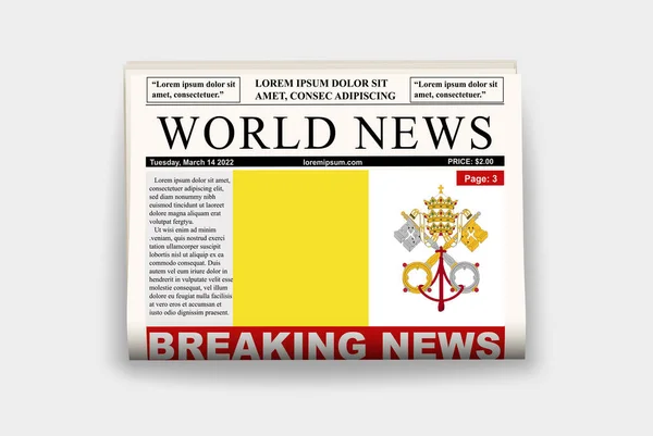 Vatikán Ország Újság Zászlóval Friss Hírek Hírlevélben Vatikán Hír Koncepció — Stock Vector