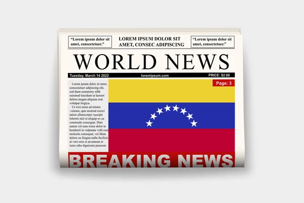Venezuela Giornale Paese Con Bandiera Ultime Notizie Sulla Newsletter Venezuela — Vettoriale Stock
