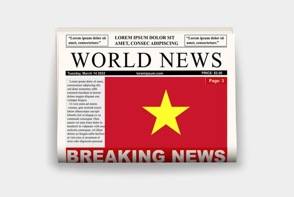 Wietnam Kraj Gazeta Flagą Najnowsze Wiadomości Biuletynie Wietnam Koncepcja Wiadomości — Wektor stockowy