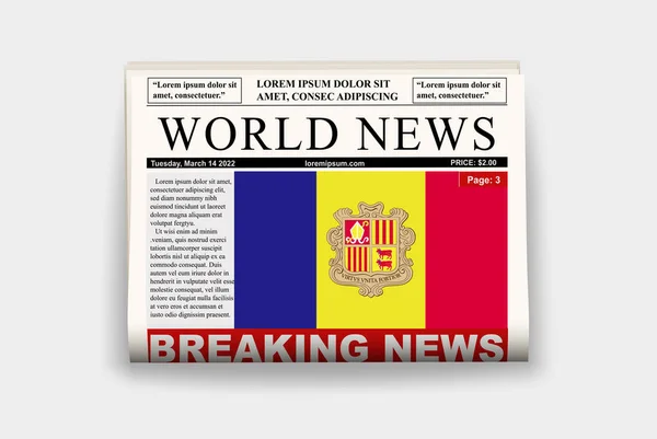 Andorra Jornal País Com Bandeira Notícias Última Hora Boletim Informativo —  Vetores de Stock