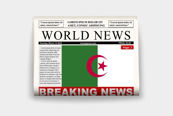 Государственная Газета Алжира Флагом Срочные Новости Информационном Бюллетене Концепция Новостей — стоковый вектор