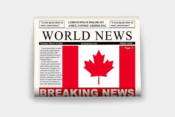 Kanadyjska Gazeta Krajowa Flagą Aktualności Ostatniej Chwili Biuletynie Kanadyjska Koncepcja — Wektor stockowy
