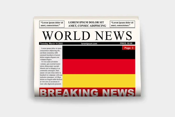 Niemcy Kraj Gazeta Flagą Najnowsze Wiadomości Biuletynie Niemcy Koncepcja Wiadomości — Wektor stockowy
