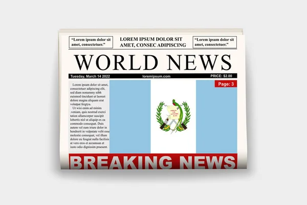 Guatemala Country Tidning Med Flagga Nyheter Nyhetsbrev Guatemala Nyhetskoncept Tidskriftssida — Stock vektor