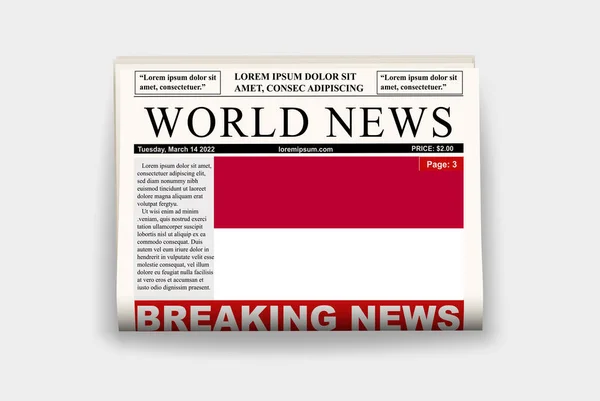 ニュースレター インドネシアのニュースコンセプト 見出し付きの雑誌ページ 国旗付きの雑誌 新聞を読む ストリーマー見出し — ストックベクタ