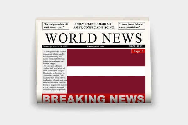 Latvia Country Newspaper Flag Breaking News Newsletter Latvia News Concept — Stock Vector