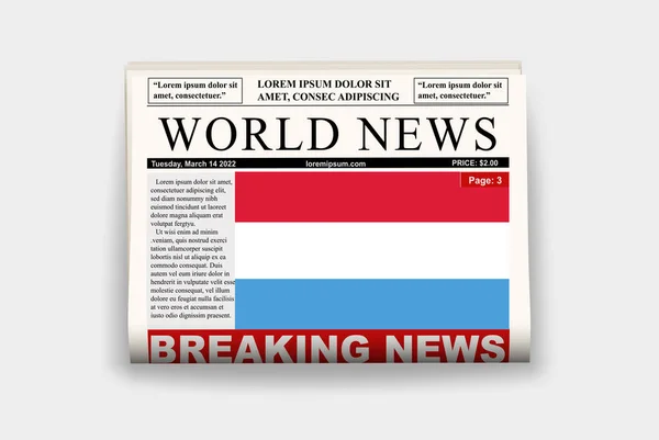 ニュースレター ルクセンブルクのニュースコンセプト 見出し付きのガゼットページ 国旗付きのジャーナル 新聞を読む ストリーマー見出し — ストックベクタ