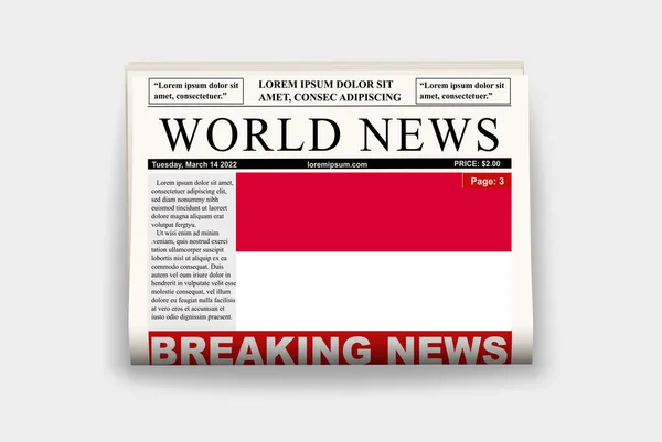 ニュースレター モナコのニュースコンセプト 見出し付きの雑誌ページ 国旗付きの雑誌 新聞を読む ストリーマー見出し — ストックベクタ