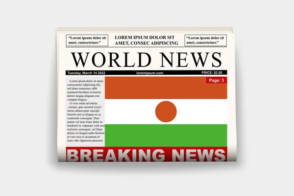 Nigeria Land Tidning Med Flagga Senaste Nytt Nyhetsbrev Nigeria Nyhetskoncept — Stock vektor
