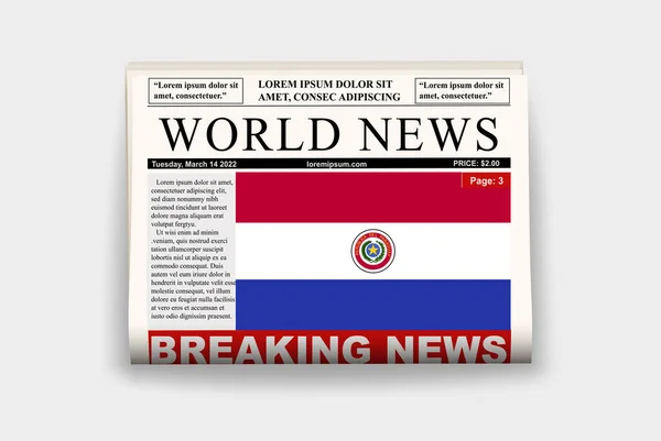 Paraguay Länderzeitung Mit Flagge Aktuelle Nachrichten Auf Newsletter Paraguay Nachrichtenkonzept — Stockvektor