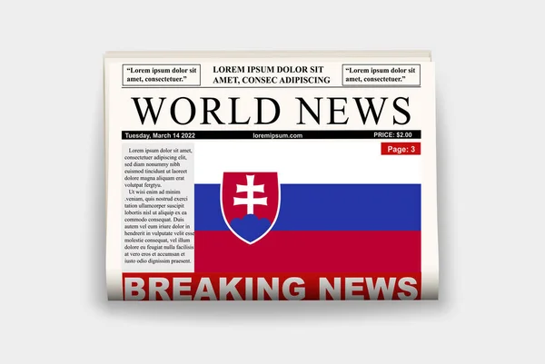 Słowacka Gazeta Krajowa Flagą Aktualności Biuletynu Koncepcja Wiadomości Słowacji Strona — Wektor stockowy
