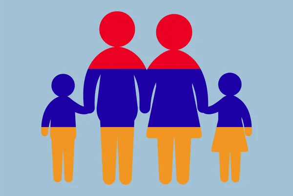 Arménská Vlajka Rodinným Konceptem Vektorový Prvek Rodiče Děti Držící Ruce — Stockový vektor