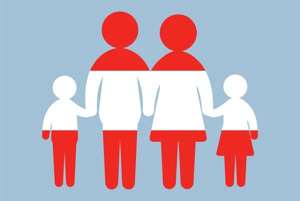 Áustria Bandeira Com Conceito Família Elemento Vetorial Pais Filhos Mãos — Vetor de Stock