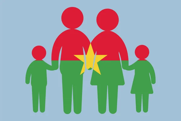 Burkina Faso Flagge Mit Familienkonzept Vektorelement Eltern Und Kinder Händchenhalten — Stockvektor