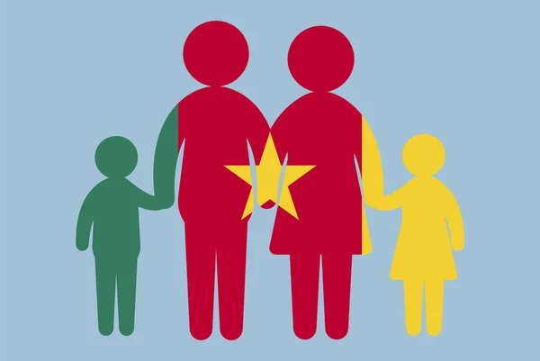 Bandeira Dos Camarões Com Conceito Família Elemento Vetorial Pais Filhos —  Vetores de Stock