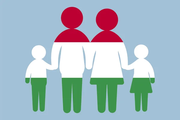 Bandeira Hungria Com Conceito Família Elemento Vetorial Pais Filhos Mãos — Vetor de Stock