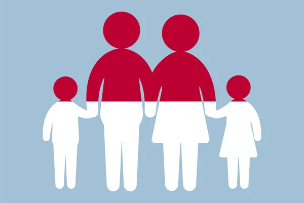 Bandeira Indonésia Com Conceito Família Elemento Vetorial Pais Filhos Mãos — Vetor de Stock