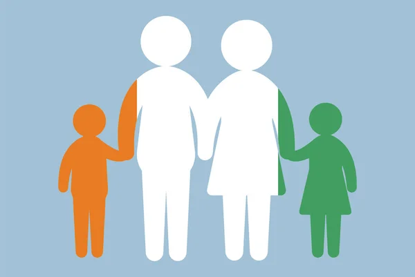 家族のコンセプト ベクトル要素 親と子供が手を握っている象牙海岸の旗 移民のアイデア アイボリー海岸の旗と幸せな家族 フラットデザイン資産 — ストックベクタ
