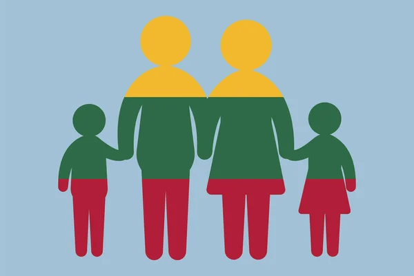Lituânia Bandeira Com Conceito Família Elemento Vetorial Pais Filhos Mãos —  Vetores de Stock
