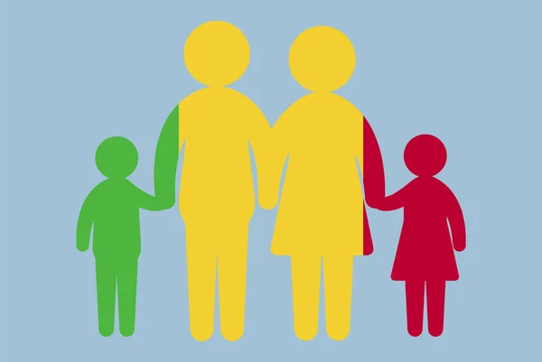 Bandeira Mali Com Conceito Família Elemento Vetorial Pais Filhos Mãos — Vetor de Stock