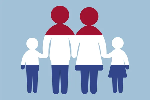 Bandeira Holanda Com Conceito Família Elemento Vetorial Pais Filhos Mãos —  Vetores de Stock