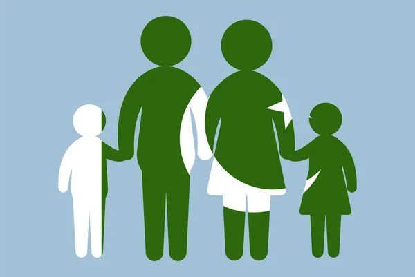 Bandeira Paquistão Com Conceito Família Elemento Vetorial Pais Filhos Mãos —  Vetores de Stock