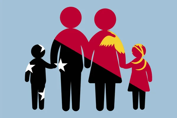 부모와 아이들 손잡고 파푸아 뉴기니 뉴기니 디자인 — 스톡 벡터