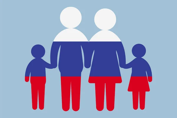 Bandeira Rússia Com Conceito Família Elemento Vetorial Pais Filhos Mãos — Vetor de Stock