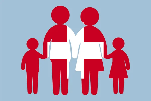 Bandeira Suíça Com Conceito Família Elemento Vetorial Pais Filhos Mãos — Vetor de Stock