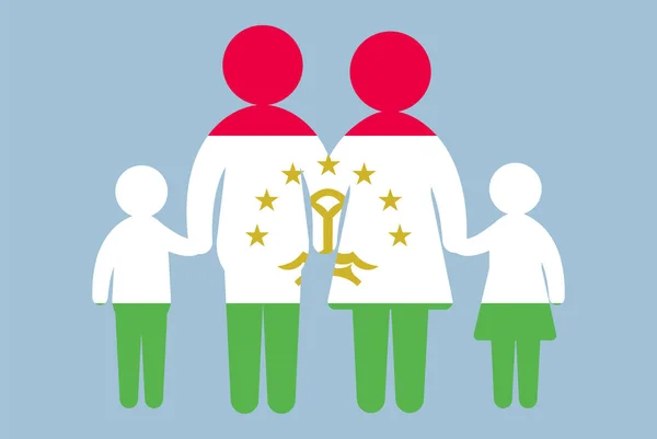 Tajikistan Flag Family Concept Vector Element Parent Kids Holding Hands — Stock Vector
