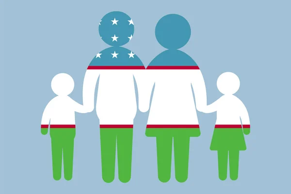 Bandeira Usbequistão Com Conceito Família Elemento Vetorial Pais Filhos Mãos —  Vetores de Stock