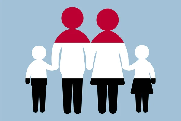 Bandeira Iêmen Com Conceito Família Elemento Vetorial Pais Filhos Mãos —  Vetores de Stock