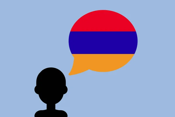 Armenien Flagge Mit Sprechballon Silhouette Mann Mit Landesfahne Freiheits Und — Stockvektor
